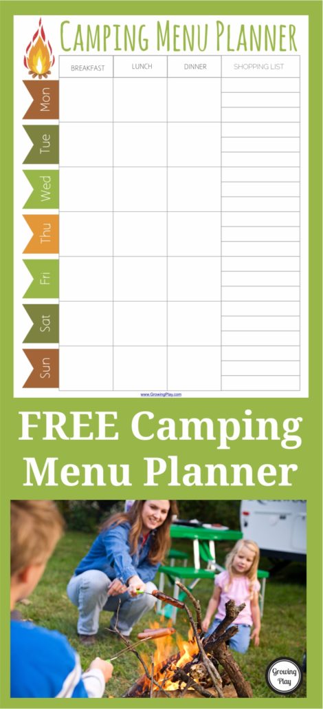 Camping Menu Planner FREE Printable Growing Play