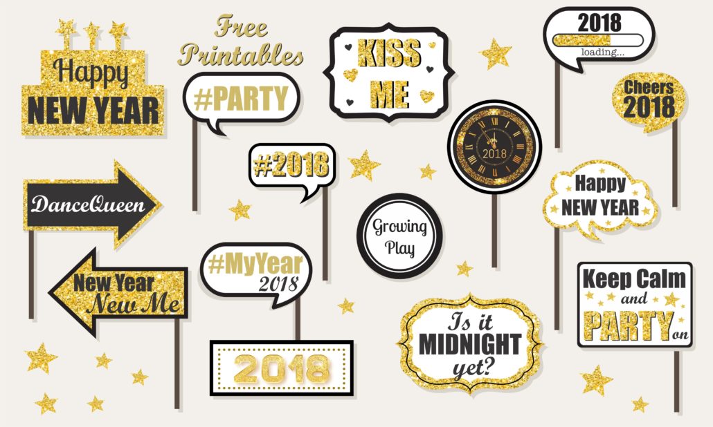 new year photo booth props printable