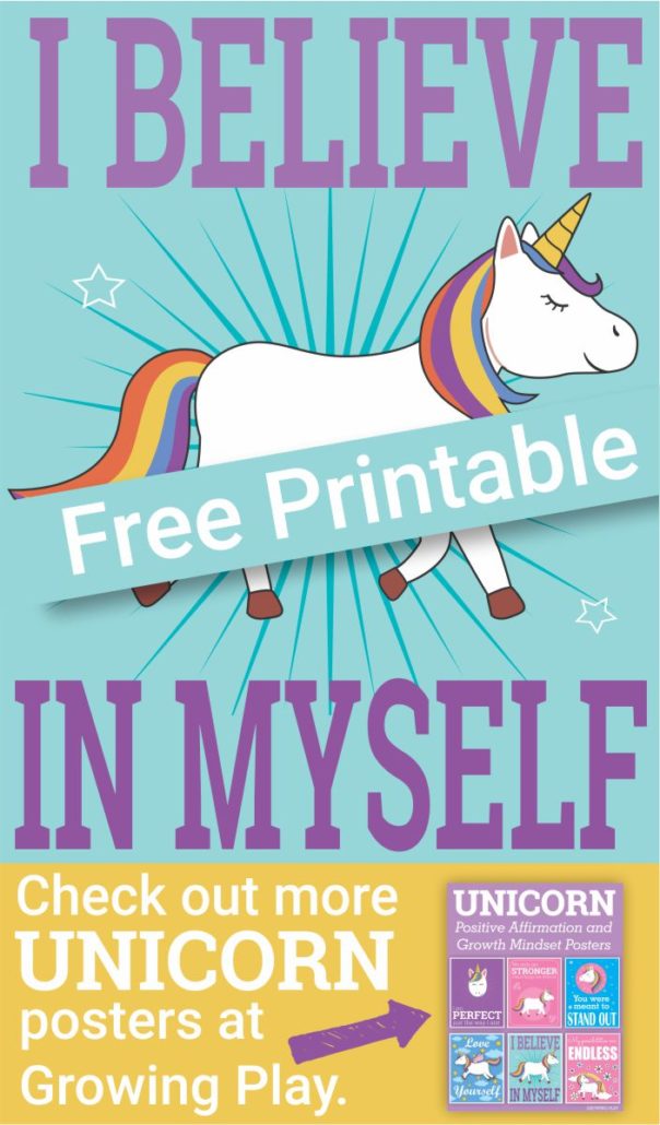 Unicorn Self-Confidence Poster I Believe in Myself - Growing Play