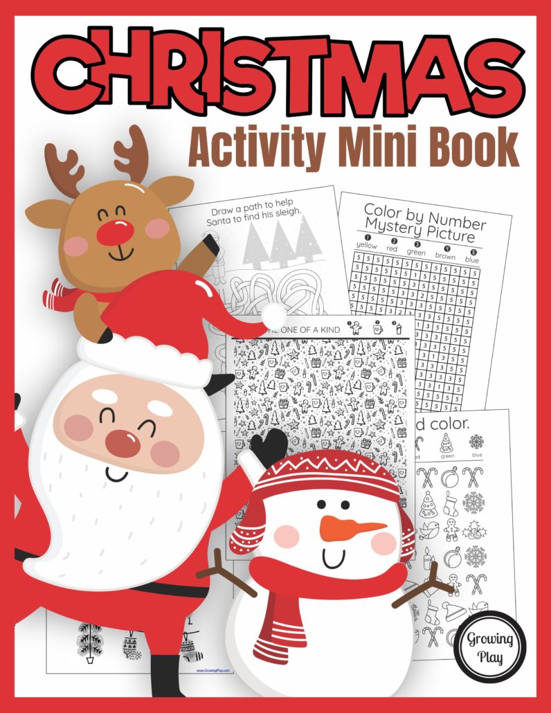 The Christmas Activity Book digital download includes super FUN puzzles, coloring pages, and mazes to entertain the kids this holiday season.  No prep needed - just print and play!