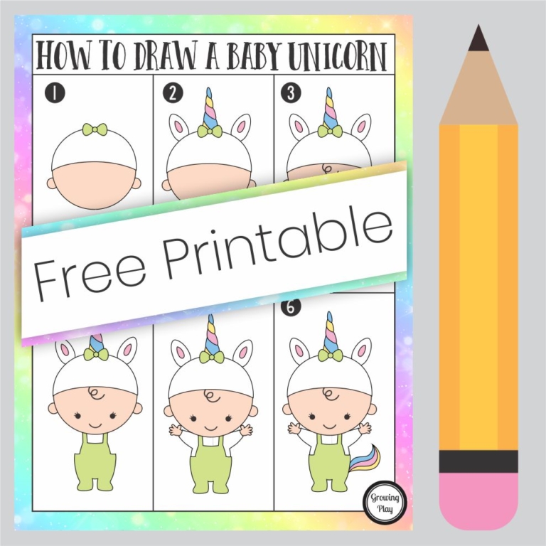 How to Draw a Baby Unicorn Free Printable Growing Play