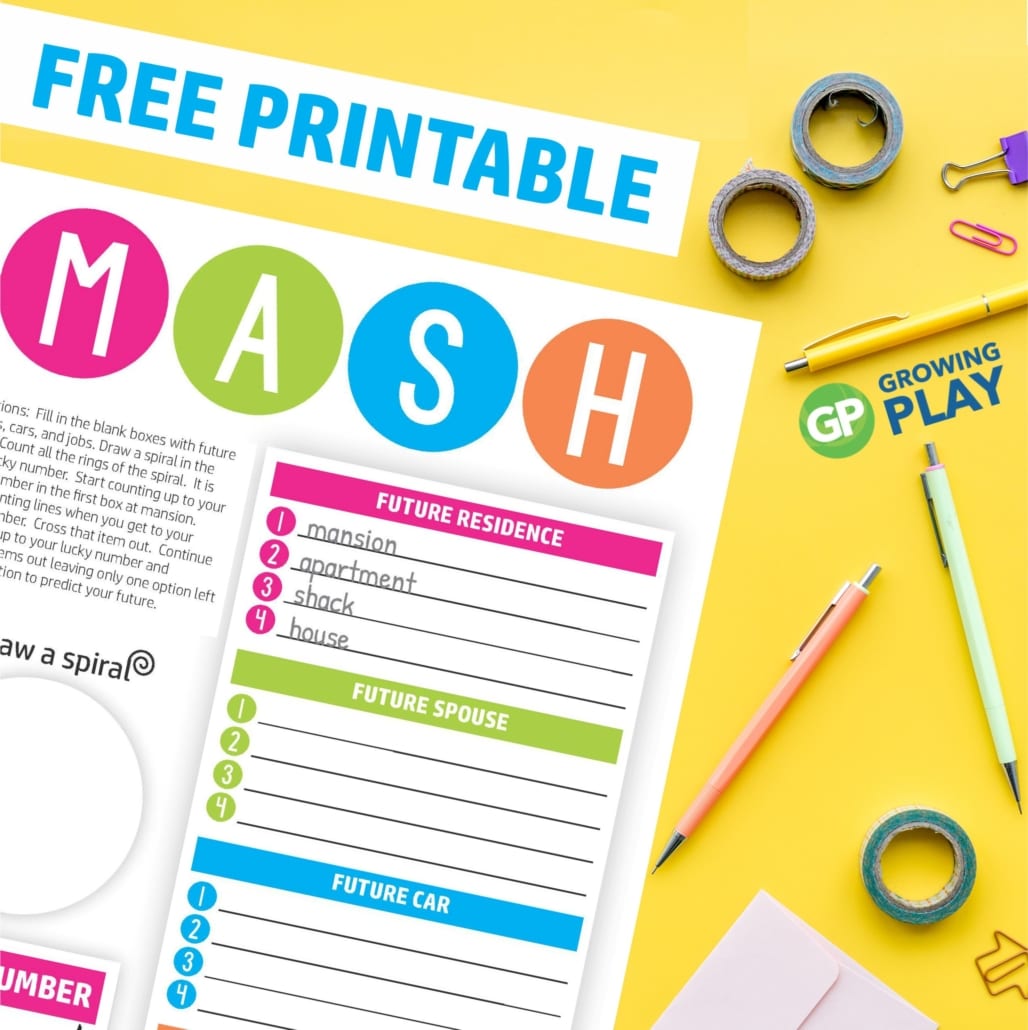 Do you know how to play MASH?  It is a fun, quick activity to predict your future with 100% accuracy (just kidding but still FUN)!