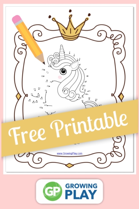 Connect the Dots Unicorn - Free Printable - Growing Play