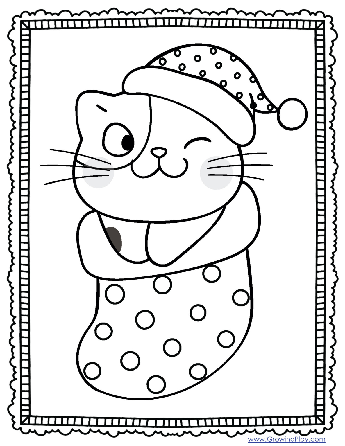 Christmas Cat Coloring Pages PDF - FREE Download - Growing Play
