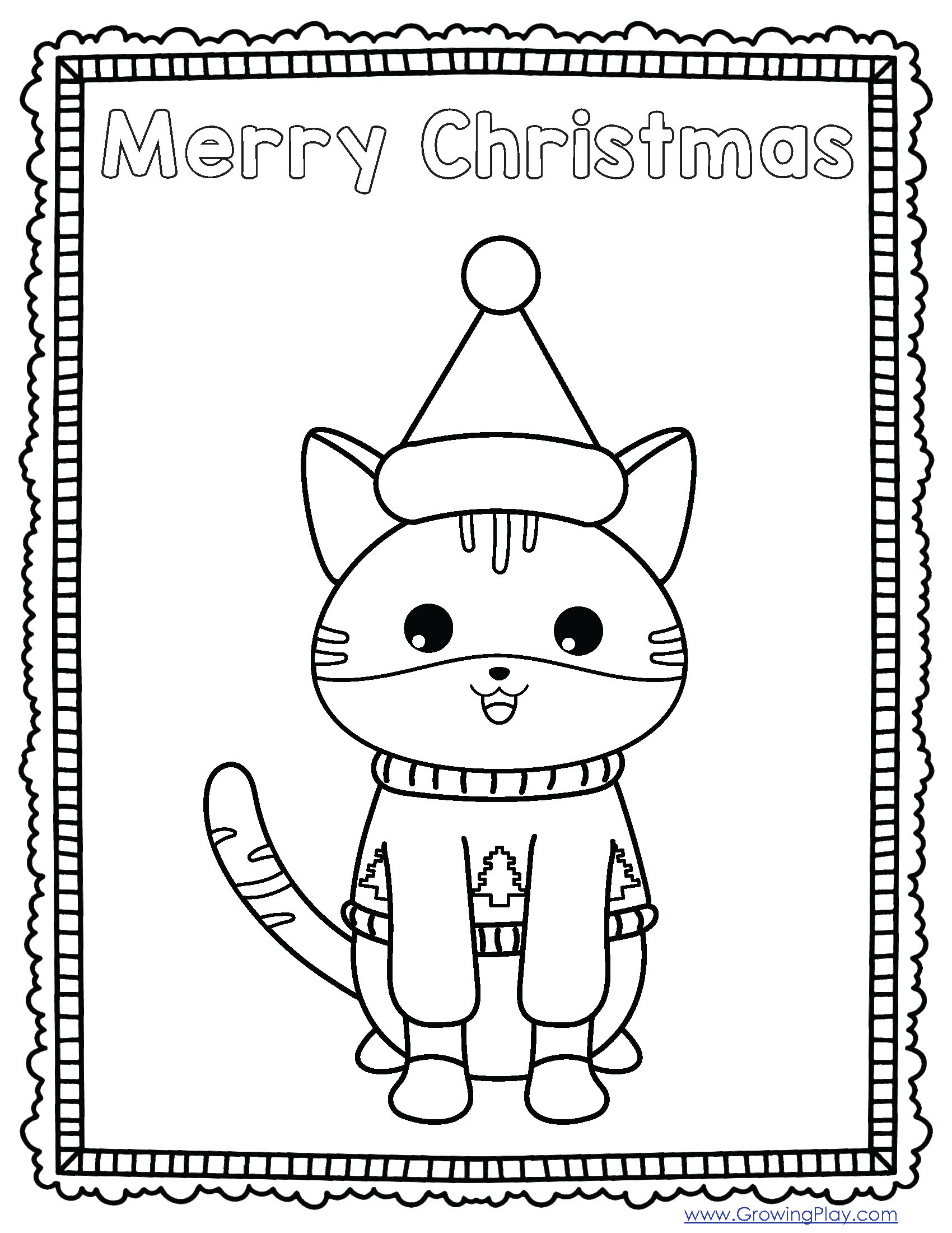 Christmas Cat Coloring Pages PDF - Christmas Cat Coloring Pages Page 12