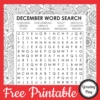 December Word Search Free Printable - Growing Play