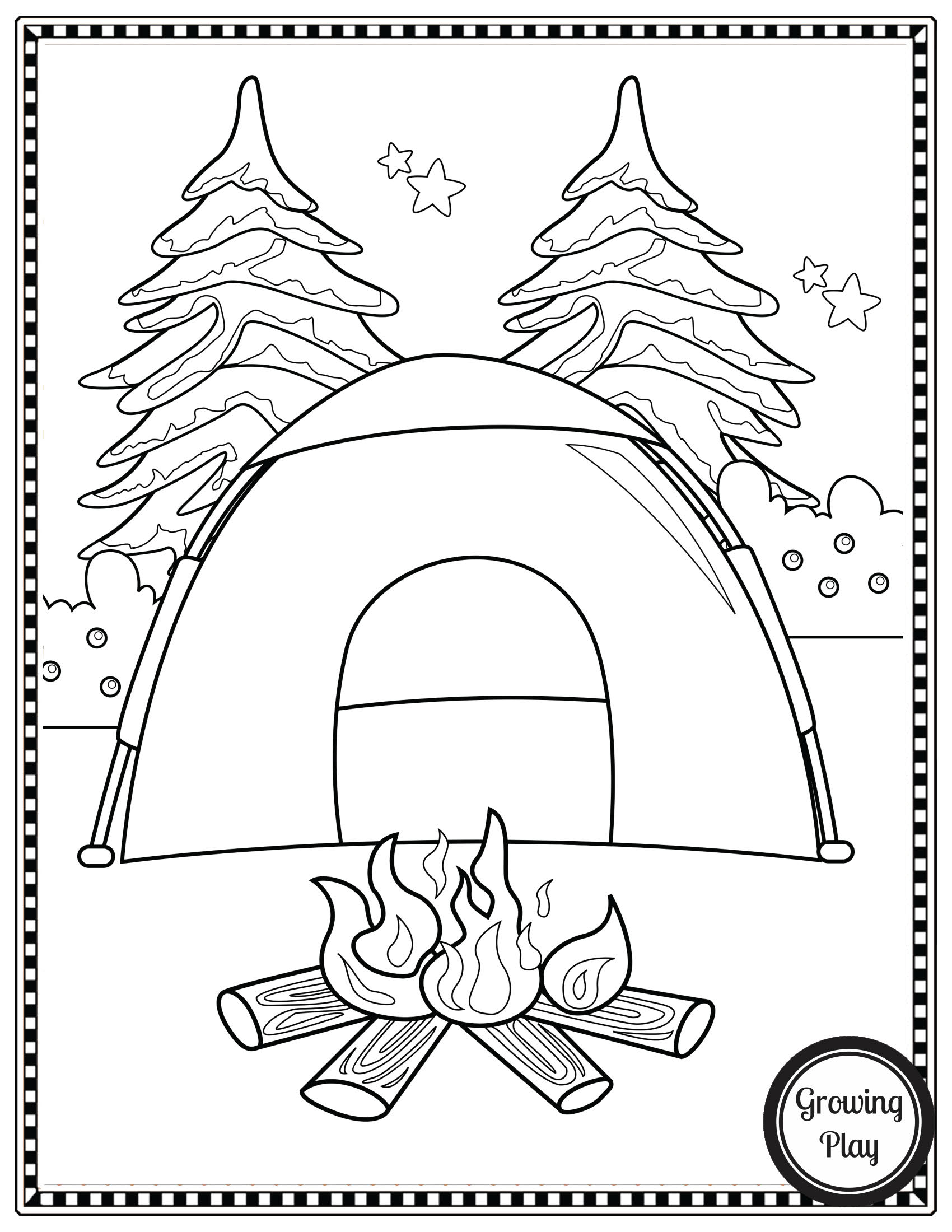 Free Camping Coloring Pages Growing Play