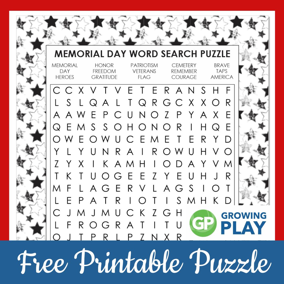 Memorial Day Word Search Puzzle  NO PREP Worksheets Activity