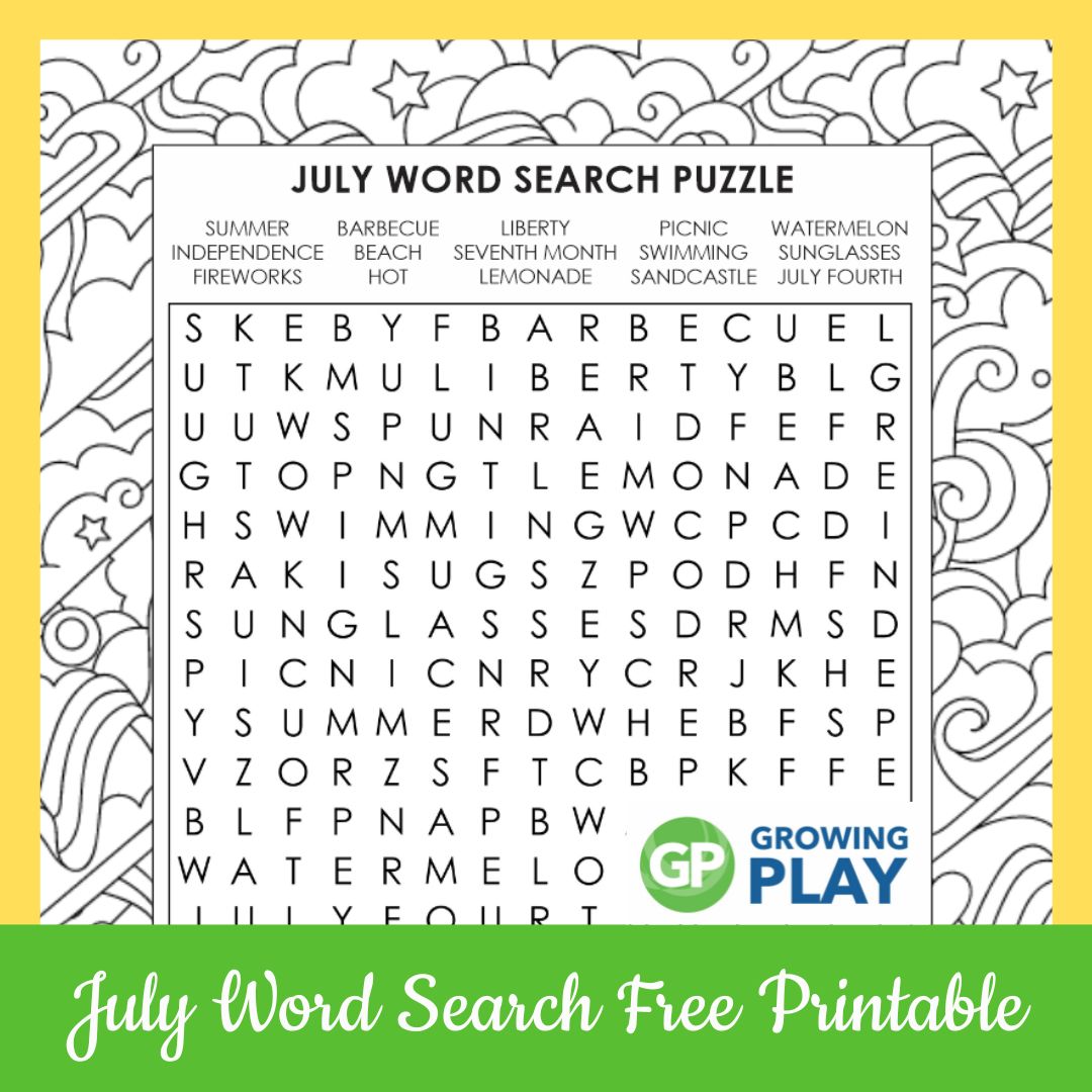 Summer Crossword Puzzle Free Printable Growing Play