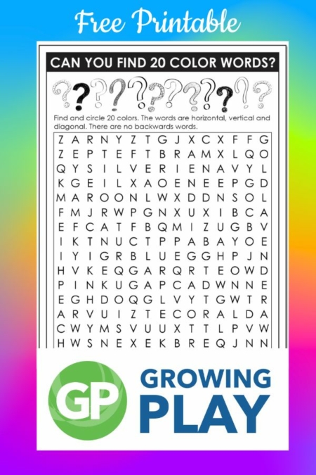 Colors Word Search Free Printable: A Rainbow of Fun! - Growing Play