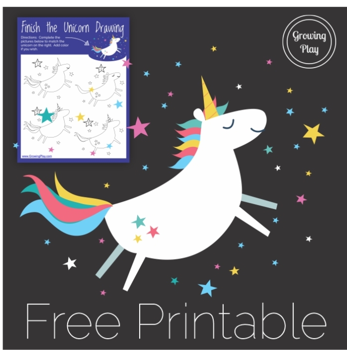 Unicorn Drawing for Kids - Free Printable - Growing Play