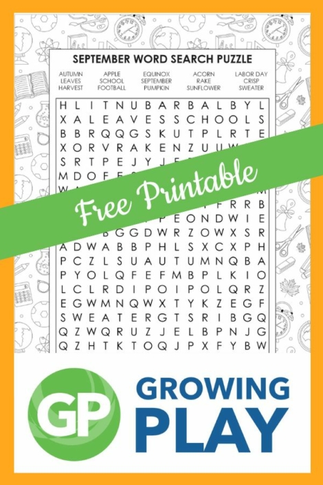 September Word Search Free Printable - Growing Play