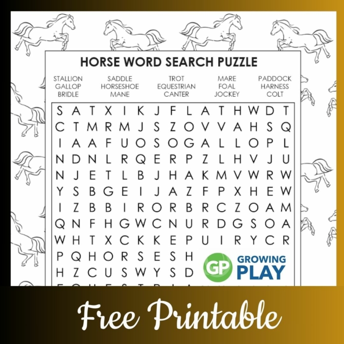 Free Printable Horse Word Search Puzzle - Growing Play