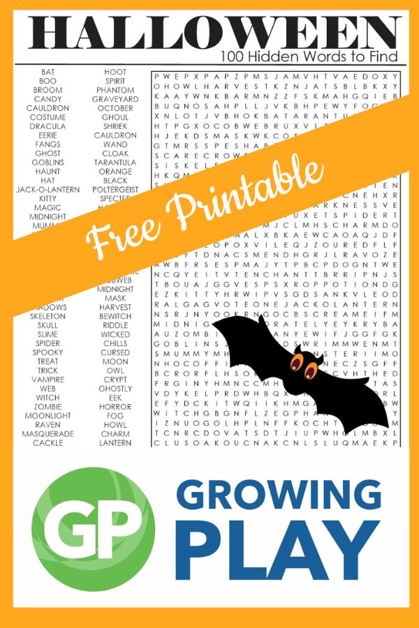 Halloween Word Search Printable - FREE - Growing Play