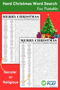 Hard Christmas Word Search Printables - Free Puzzles - Growing Play