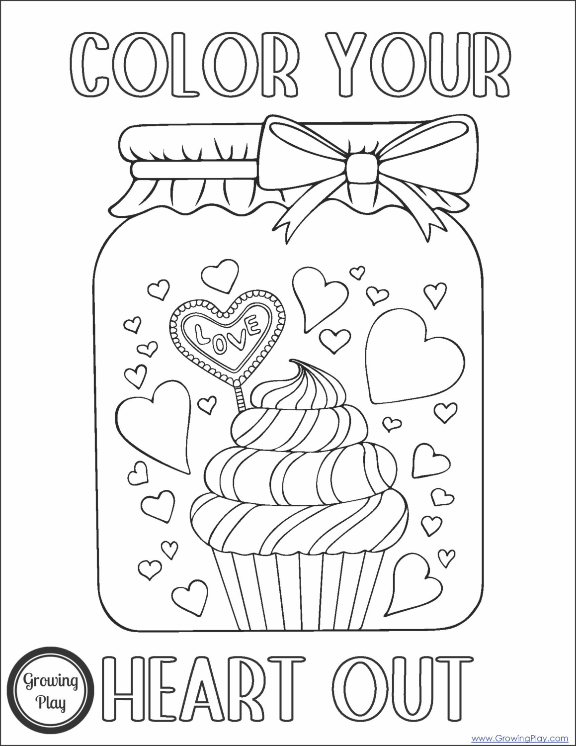 Color Your Heart Out Free Printable - Growing Play