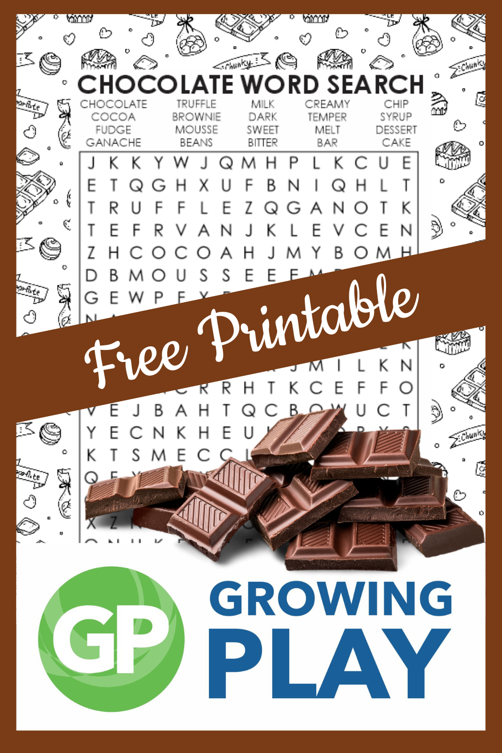 Chocolate Word Search Puzzle Print for Free Today - Growing Play