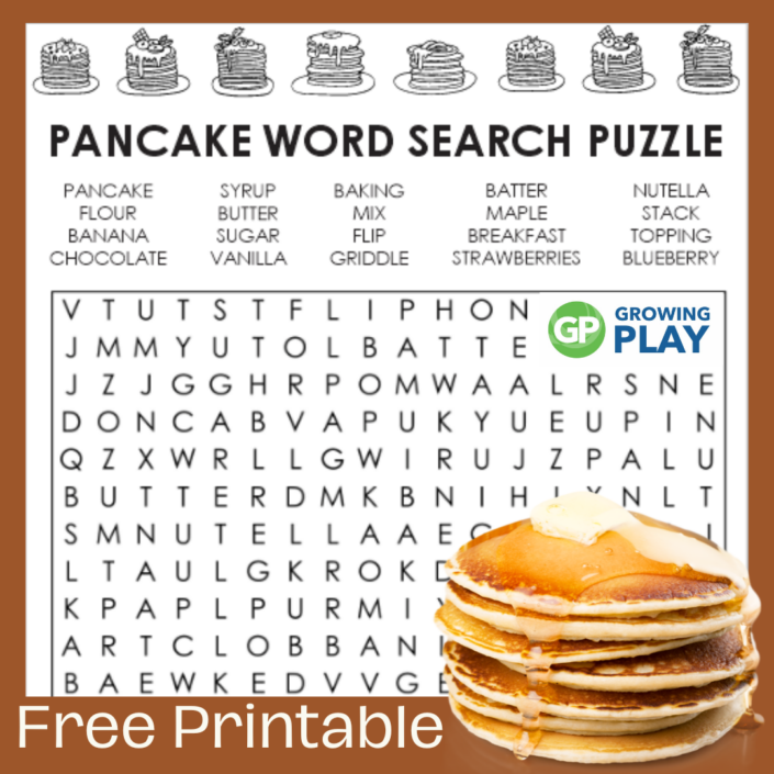 Pancake Word Search Printable Free PDF Growing Play