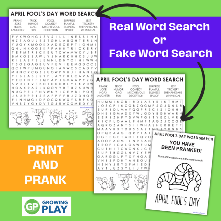 April Fool's Day Word Search - Print and Prank - Growing Play