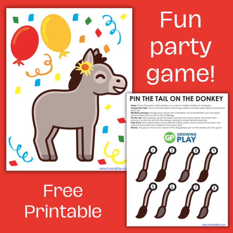 Pin the Tail on the Donkey Free Printable 1 Growing Play