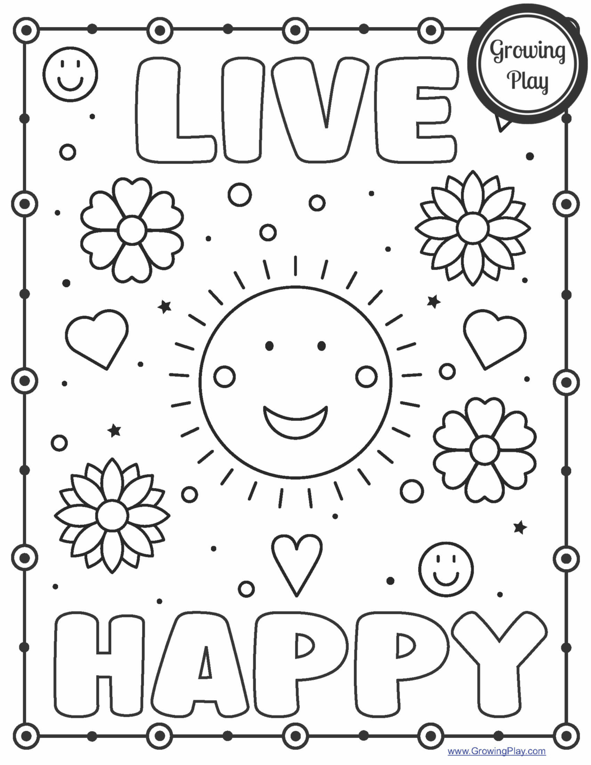 Printable Be Happy Coloring Pages