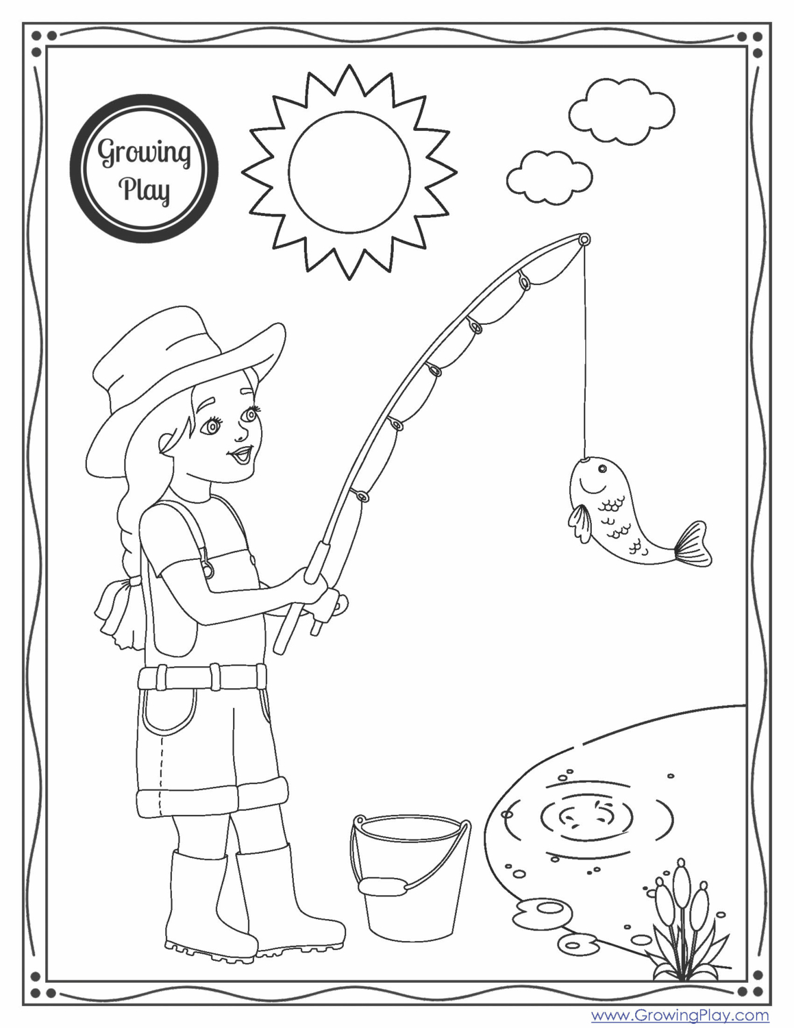 Fishing Coloring Pages Free Printable PDF Packet Growing Play